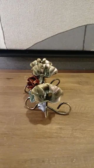 Castiçal Floral Vintage Tole Italiano