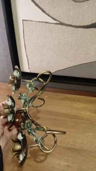 Castiçal Floral Vintage Tole Italiano