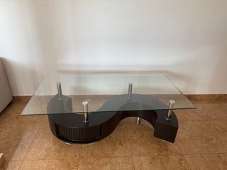 Mesa de centro cristal y metal diseño S