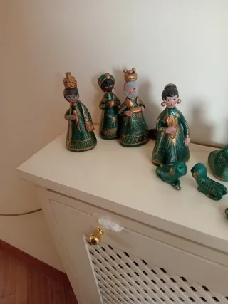 Belén Mexicano Figuras Verdes y oro