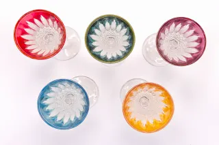 Copas de cristal de uranio Bohemia - 1950/60.