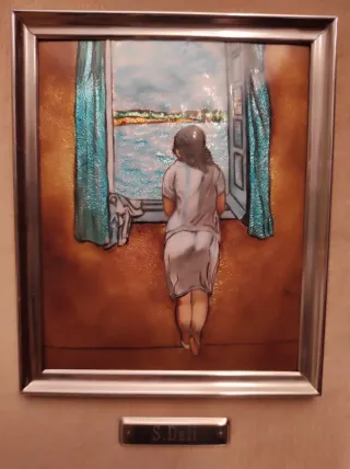 Cuadro esmalte mujer en ventana S.Dali -3-