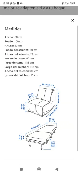 Sillón cama convertible Ikea LYCKSELE LÖVÅS