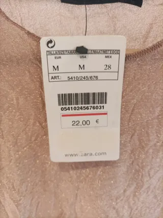 Camiseta Zara fiesta dorada Talla M