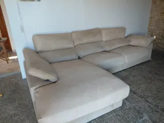 Sofá modular beige tela y ante