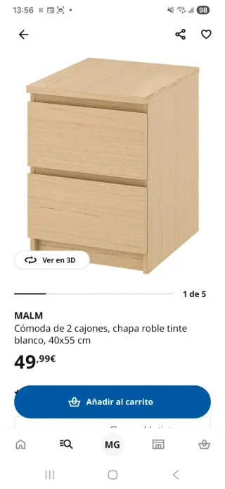 Cómoda MALM Ikea 2 cajones