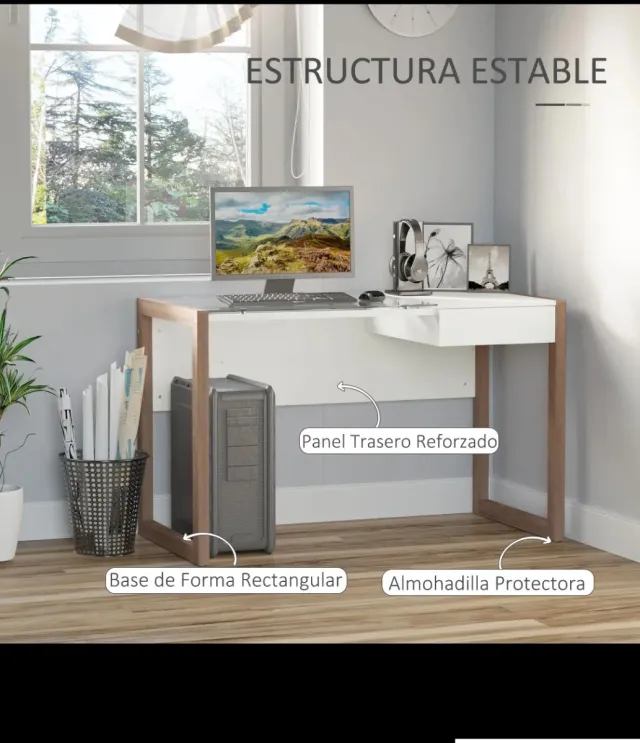 Escritorio cristal y madera 120cm