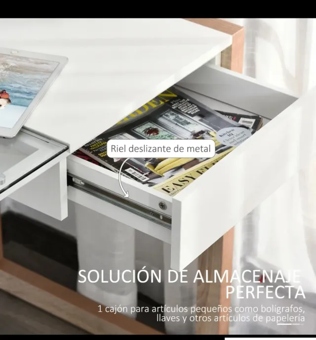 Escritorio cristal y madera 120cm