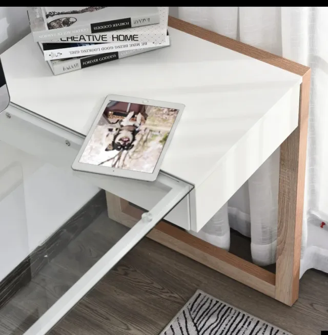 Escritorio cristal y madera 120cm