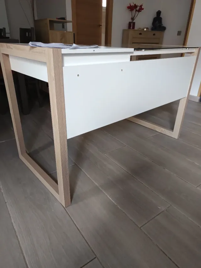 Escritorio cristal y madera 120cm