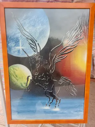 Quadro cavallo alato stile spray art