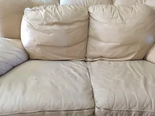 Sofá de cuero beige 3+2 plazas