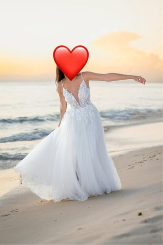Vestido de Novia Blanco Encaje Tul