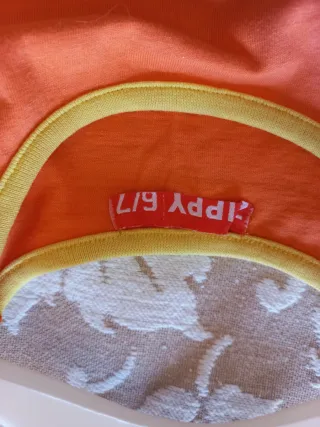 Vestido menina laranja com estampado tropical bird