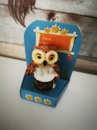 Decoración Búho Tambor Azul y Marrón