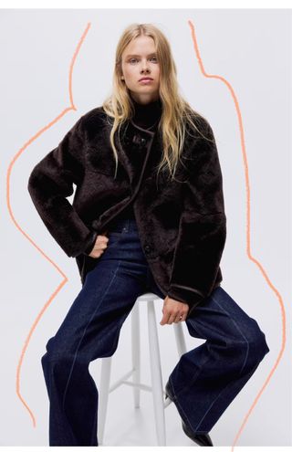 Chaqueta efecto pelo marrón nueva