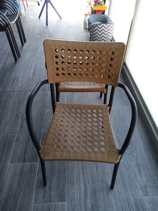 Mesa y Sillas Exterior Beige/Gris