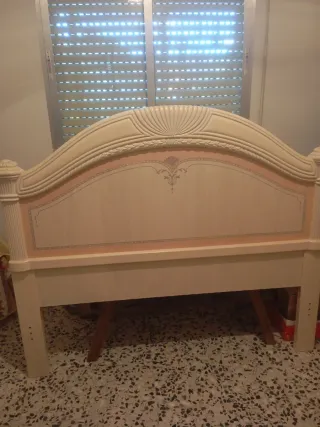 Cabecero cama 1,35 blanco y rosa