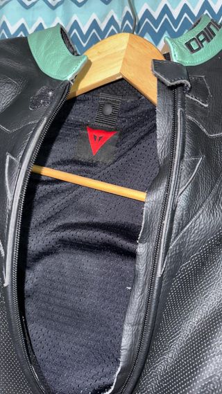 Mono de moto Dainese cuero verde/negro