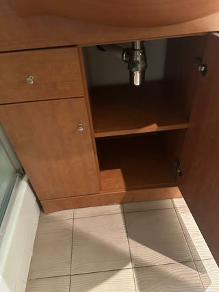 Lavabo con mueble de madera