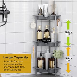 Estantería Ducha Esquina 3 Niveles Gris