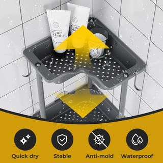 Estantería Ducha Esquina 3 Niveles Gris