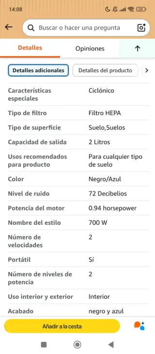 Aspiradora Amazon Basics