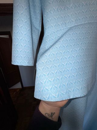 Vestido azul con peplum para bautizo, comunión ...