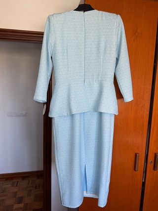 Vestido azul con peplum para bautizo, comunión ...