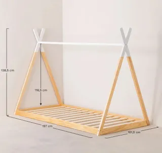 Cama Montessori Madera y Blanca