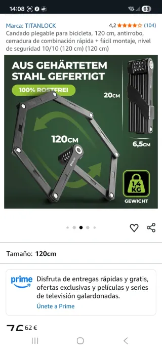 Candado plegable TITANLOCK 90cm