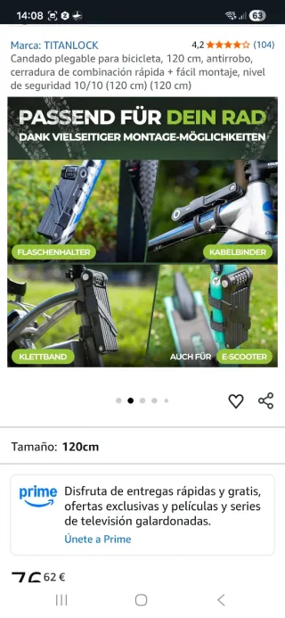 Candado plegable TITANLOCK 90cm