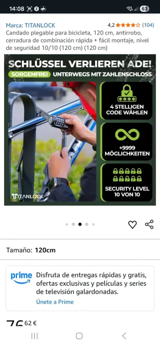 Candado plegable TITANLOCK 90cm