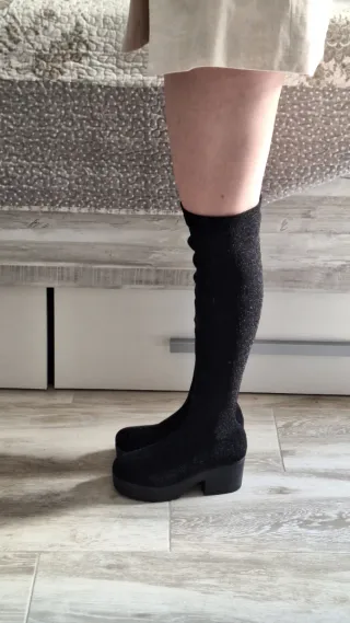 Botas altas negras con brillo