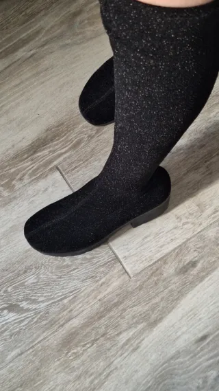 Botas altas negras con brillo