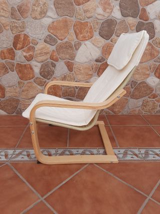 Sillón infantil POÄNG madera y tela beige