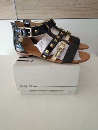 Sandali Gaudi neri e oro
