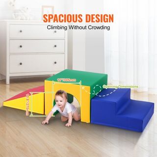 Escalador de Túnel Único, Parque Infantil para Niños Pequeños, Bloques de Escalada de Espuma para Niños, Laberinto de Túnel para Niños con Escaleras y Rampa, Interior para Niños Pequeños y Preesco...