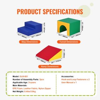 Escalador de Túnel Único, Parque Infantil para Niños Pequeños, Bloques de Escalada de Espuma para Niños, Laberinto de Túnel para Niños con Escaleras y Rampa, Interior para Niños Pequeños y Preesco...