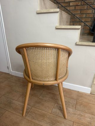 Pack 4 sillas comedor madera tipo mimbre