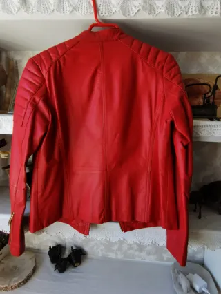 Cazadora PIEL tipo Biker Roja Elogi