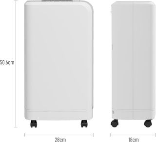 Deumidificatore portatile 12L/24H, per max 18㎡, serbatoio 800ml e 4 funzioni, deumidificatore per muffa con filtro, maniglia, schermo, timer 24 ore, ruote e spegnimento automatico, bianco