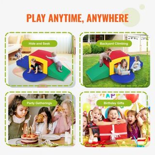 Juguetes de Escalada para Niños Pequeños en Interior, Equipo de Juego Suave de 5 Piezas para Escalar, Gatear y Túnel, Juguetes de Espuma para Escalar, Laberinto de Túnel para Niños con Escaleras y...