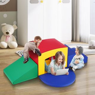Juguetes de Escalada para Niños Pequeños en Interior, Equipo de Juego Suave de 5 Piezas para Escalar, Gatear y Túnel, Juguetes de Espuma para Escalar, Laberinto de Túnel para Niños con Escaleras y...