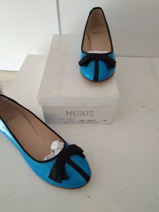 Ballerine Hego's Blu con fiocco nero