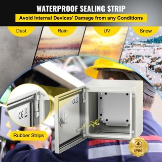 Caja de Acero NEMA, 20x20x15 cm Caja Eléctrica de Acero NEMA 4X, Impermeable y a Prueba de Polvo IP66, Caja de Conexiones Eléctricas para Uso Exterior / Interior