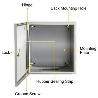 Caja de Acero NEMA, 20x20x15 cm Caja Eléctrica de Acero NEMA 4X, Impermeable y a Prueba de Polvo IP66, Caja de Conexiones Eléctricas para Uso Exterior / Interior