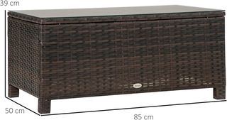 Mesa de Jardín de Vidrio Templado 5Mm Rectangular Exterior Rattan 85 X 50 X 39 Cm Marrón