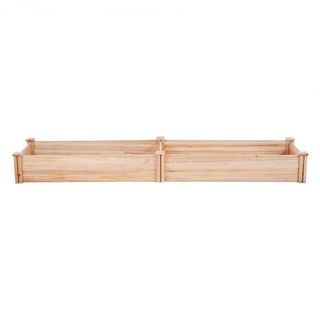 Letto da Giardino Eleva, 2.4 x 0.6 x 0.2 m, Cassa Piante in Legno, Casse Piantagione per Esterno con Base Aperta, per Coltivare Fiori/Verdure/Erbe in Patio/Giardino/Balcone, Colore Legno Chiaro