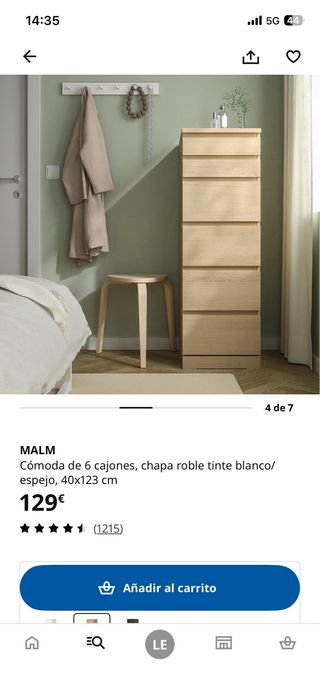 Cómoda de madera con 6 cajones